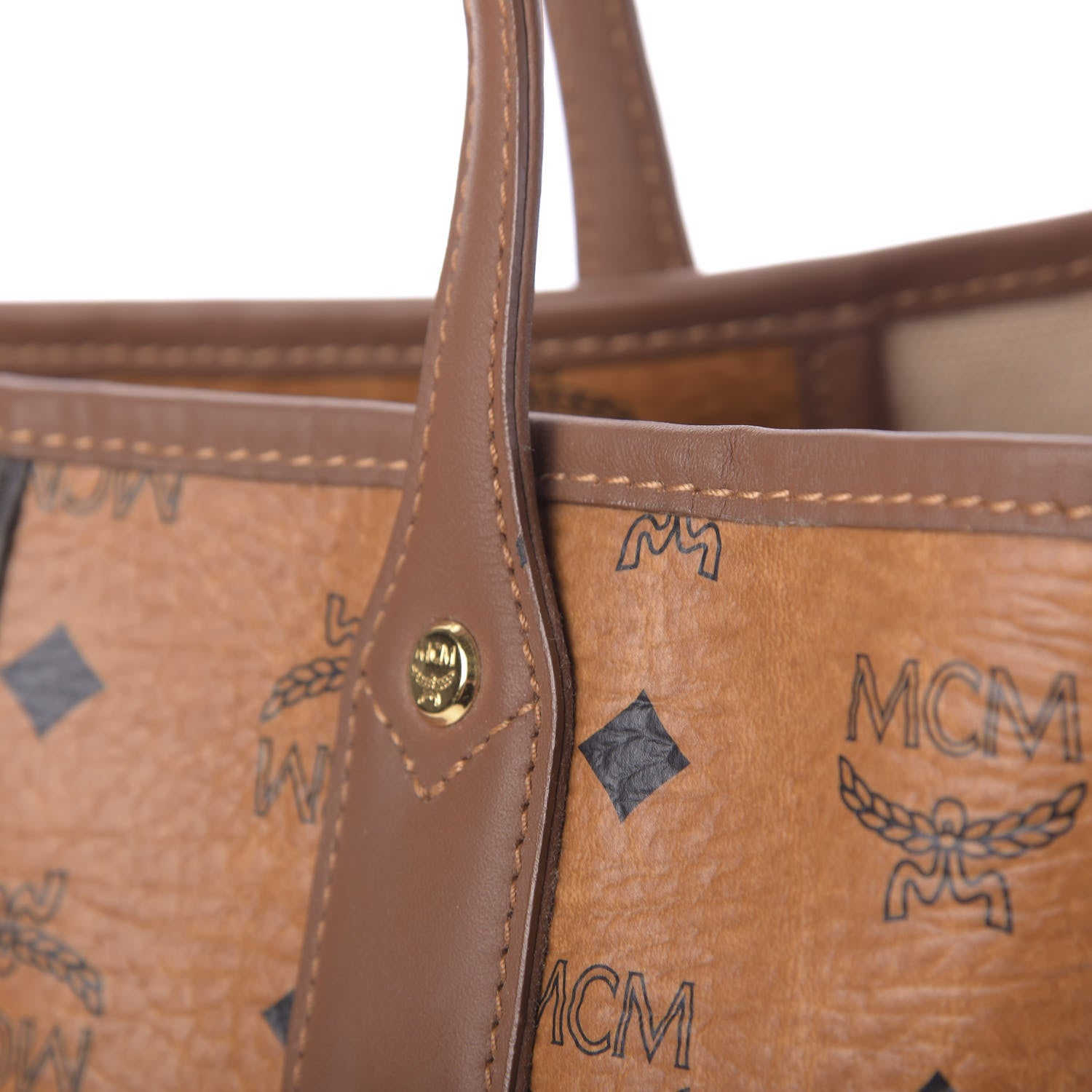 MCM Visetos Crocodile Embossed Medium Liz Shopper Tote Cognac 13 of 15