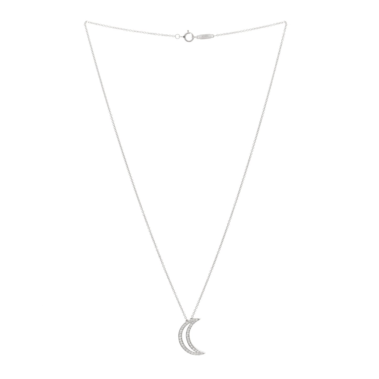 Platinum Diamond Moon Pendant Necklace
