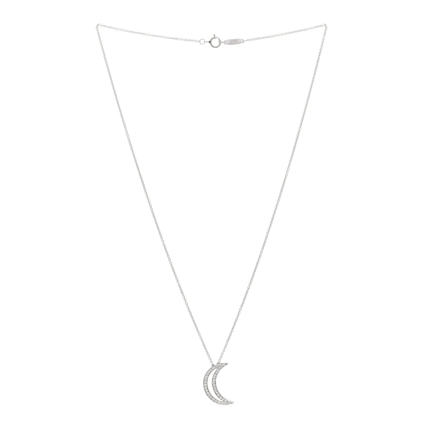 Tiffany Platinum Diamond Moon Pendant Necklace 3 of 4