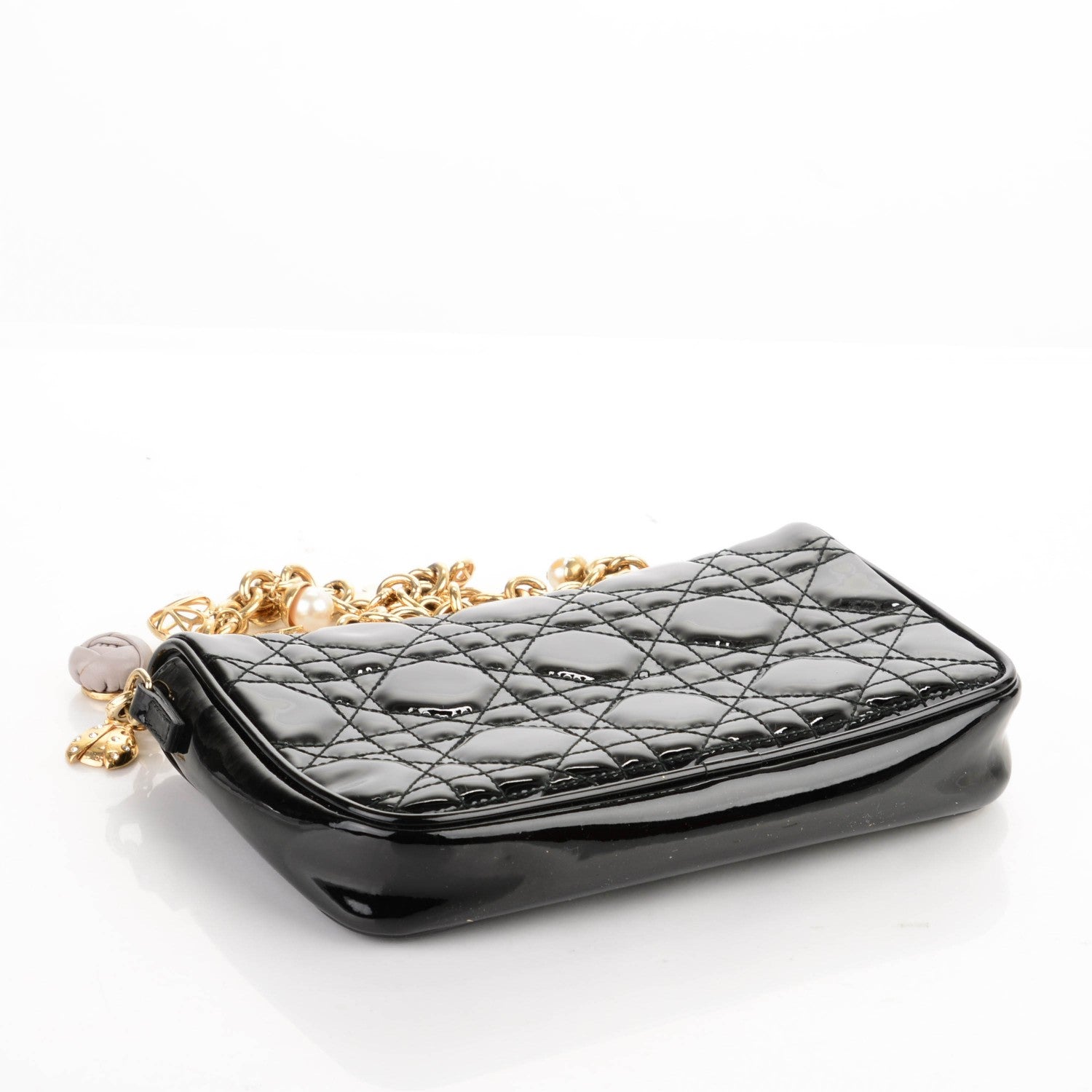 Christian Dior Patent Cannage Lady Dior Charms Pochette Black 4 of 10