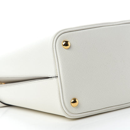 Prada Saffiano Cuir Medium Panier Bucket Bag Bianco Black 6 of 9