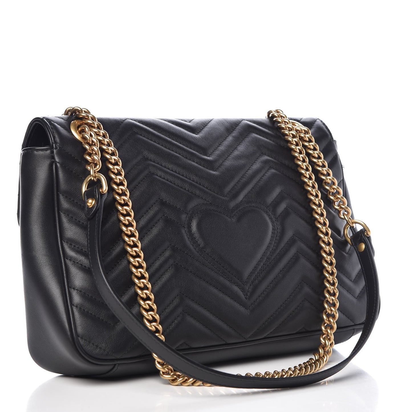 Calfskin Matelasse Medium GG Marmont Shoulder Bag Black