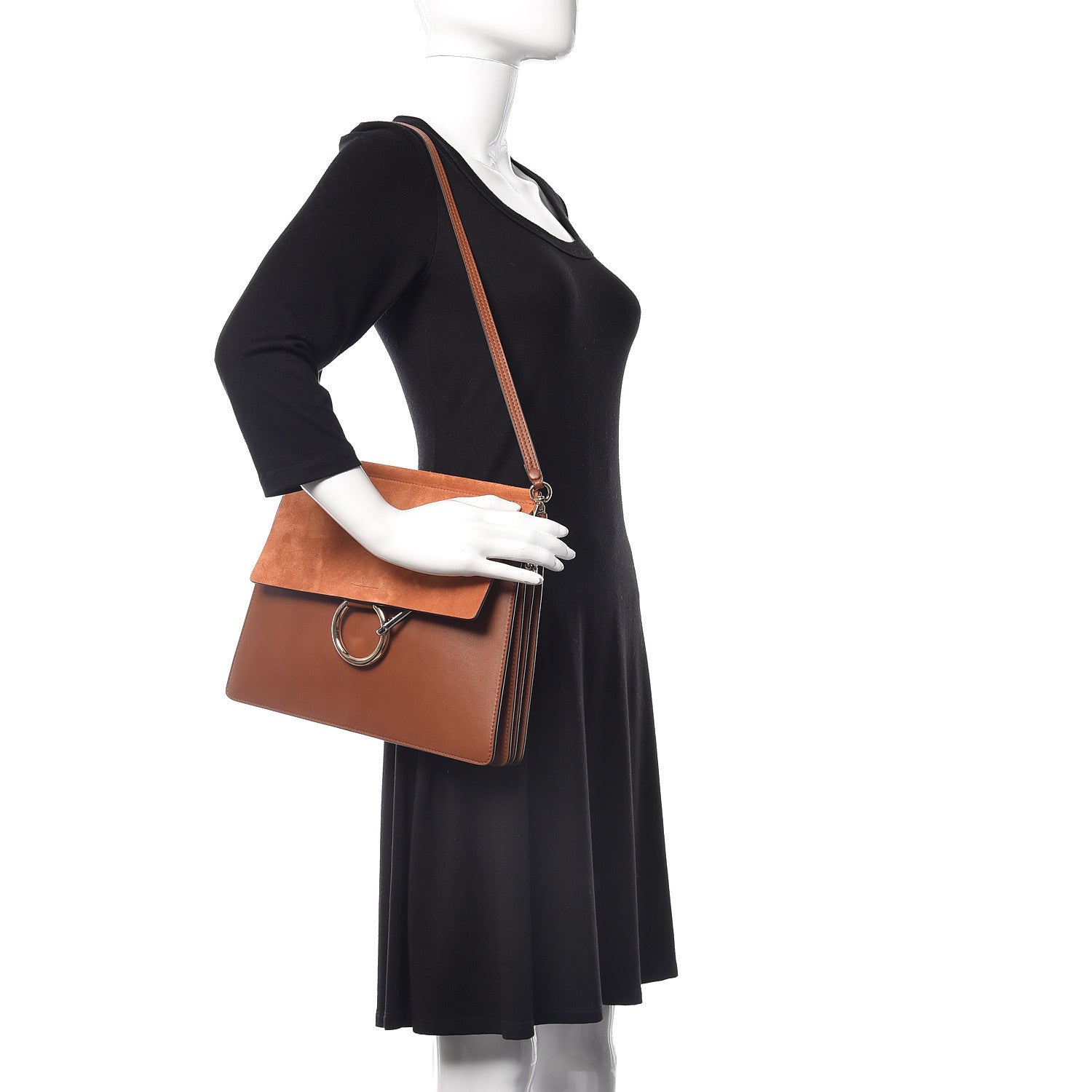 Chloe Suede Calfskin Medium Faye Shoulder Bag Tobacco 2 of 11