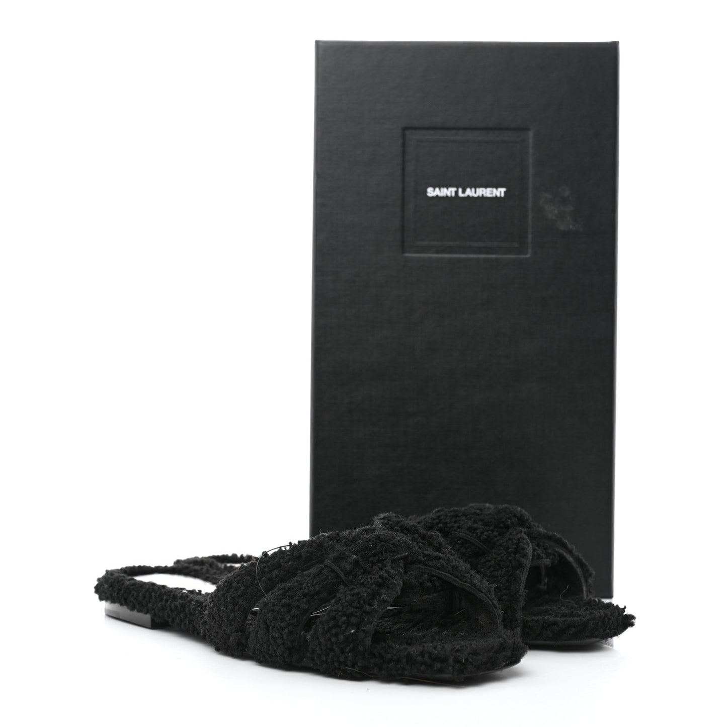Shearling Tribute Flat Mules 39 Black