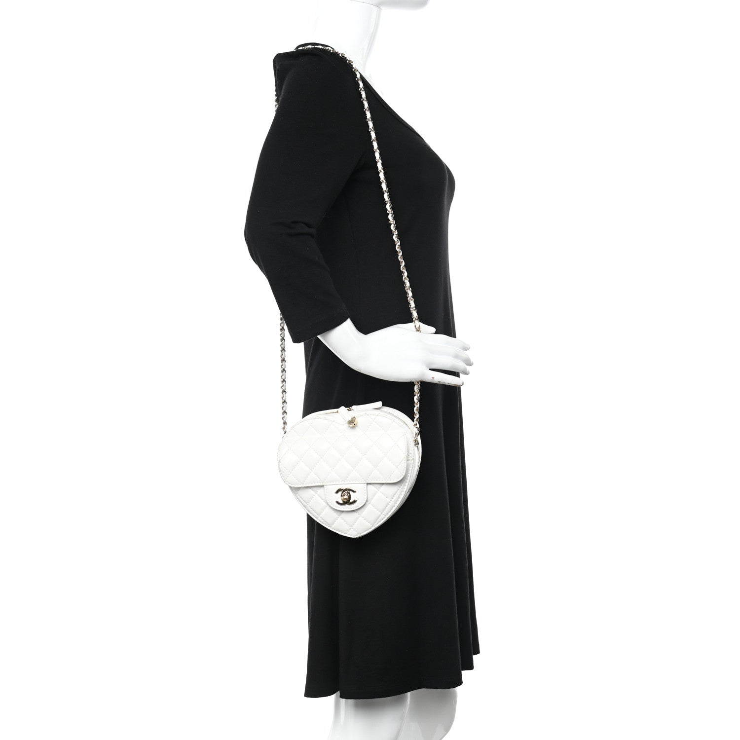 Chanel Lambskin Quilted CC In Love Heart Bag White 2 of 14