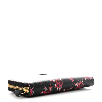 Prada X UNIVERSAL STUDIOS Saffiano Frankenstein Rose Zip Around Wallet Lacca 4 of 9