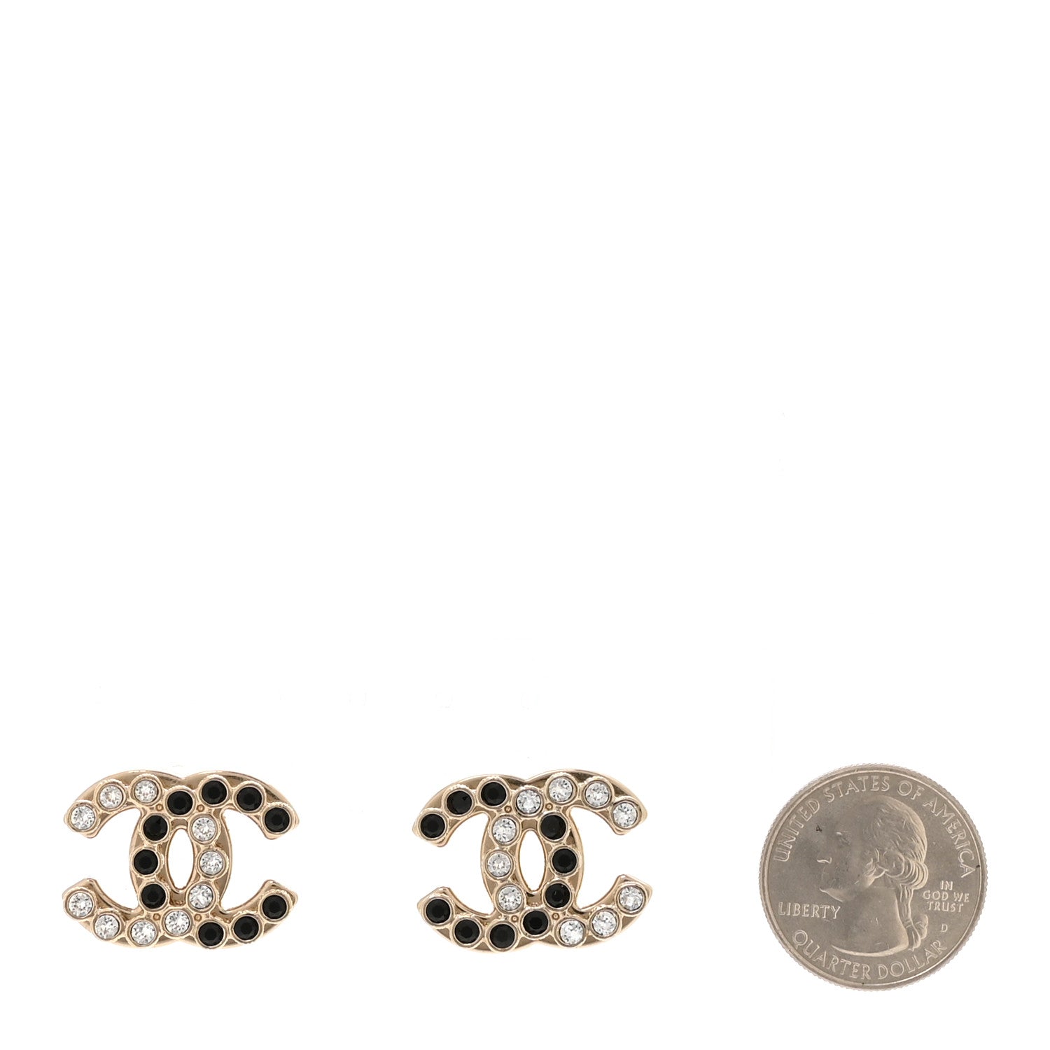 Chanel Crystal CC Earrings Black Gold 2 of 5