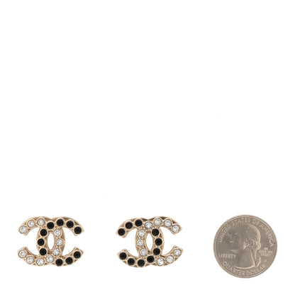 Chanel Crystal CC Earrings Black Gold 2 of 5