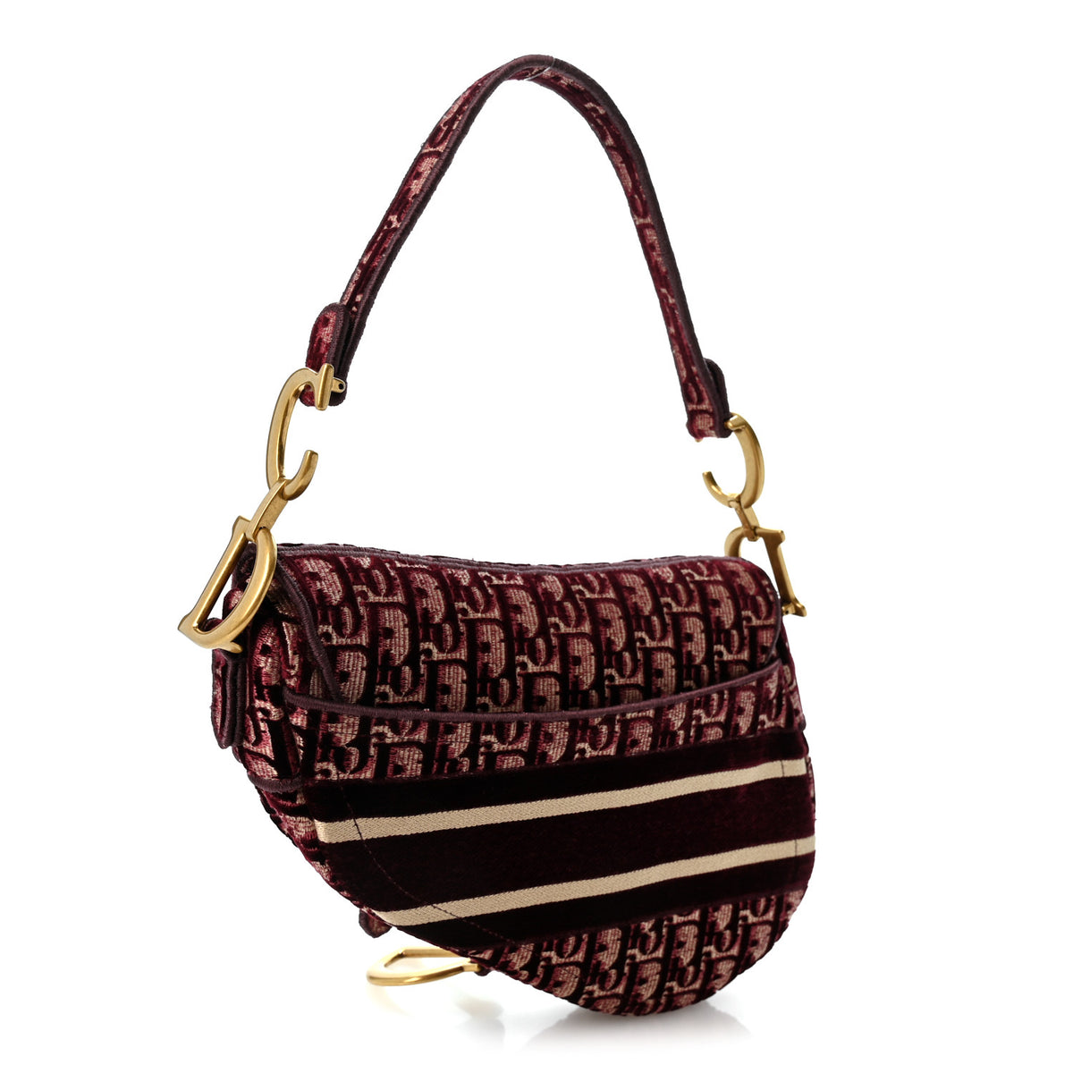 Velvet Oblique Saddle Bag Burgundy