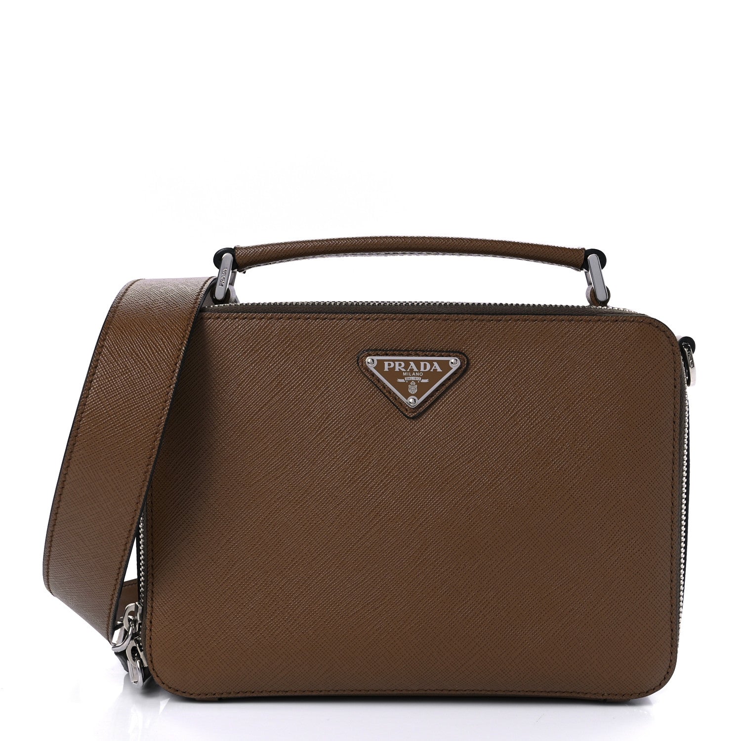 Prada Saffiano Travel Medium Brique Crossbody Bag Cannella 1 of 8