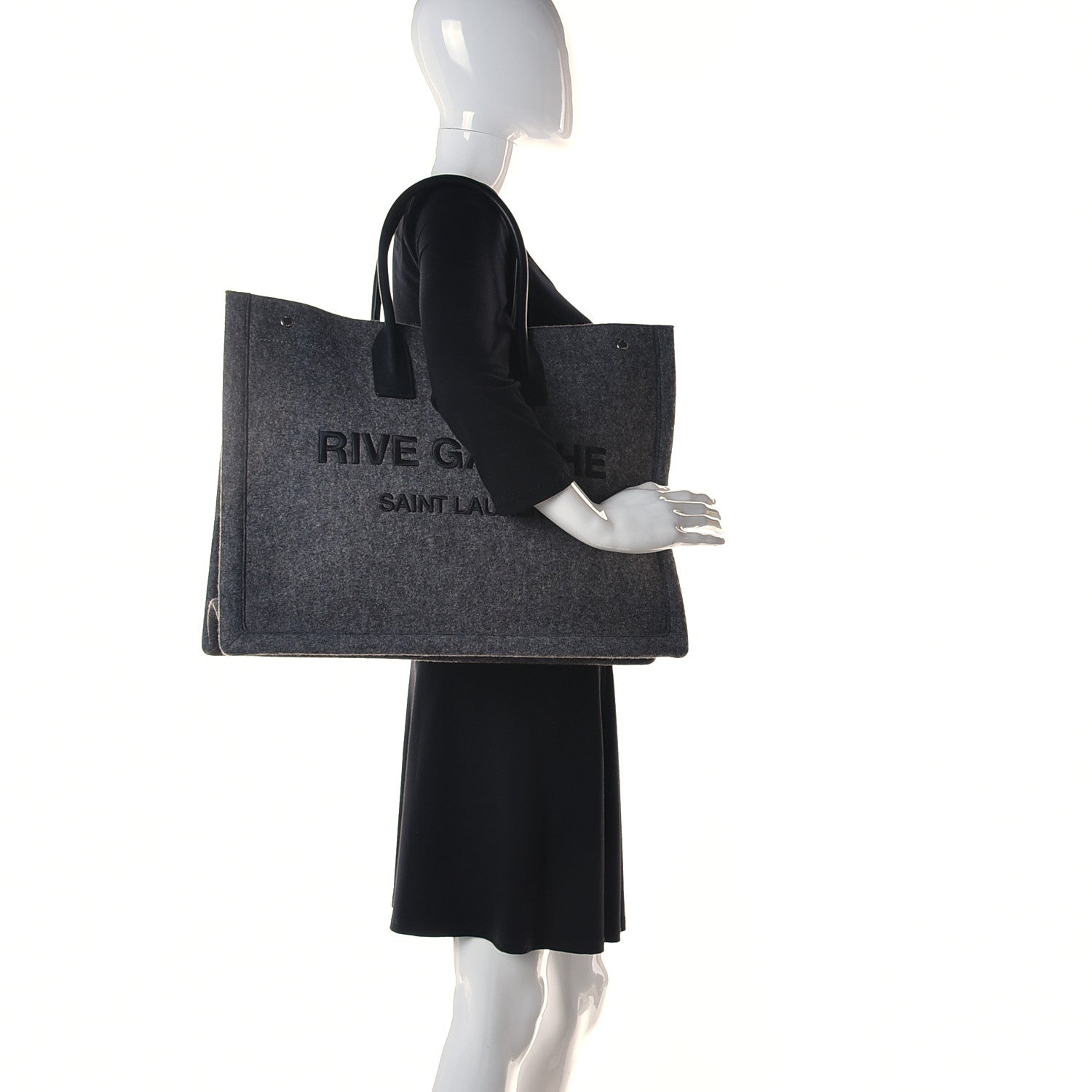Saint Laurent Wool Calfskin Rive Gauche Tote Grey 2 of 9