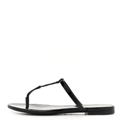 Saint Laurent Calfskin Cassandra Monogram Sandals 38 Black 1 of 10