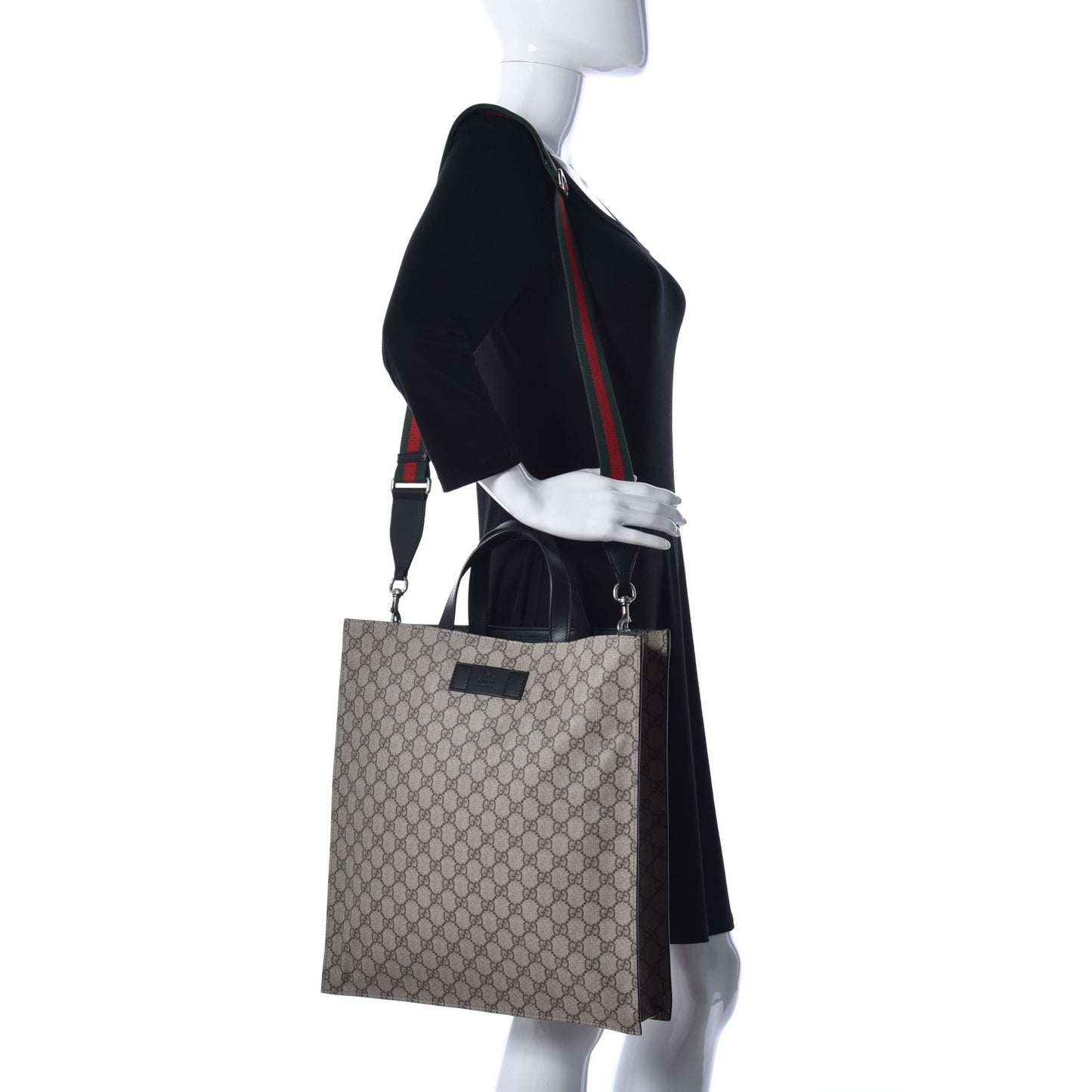 Soft GG Supreme Monogram Web Vertical Tote Black