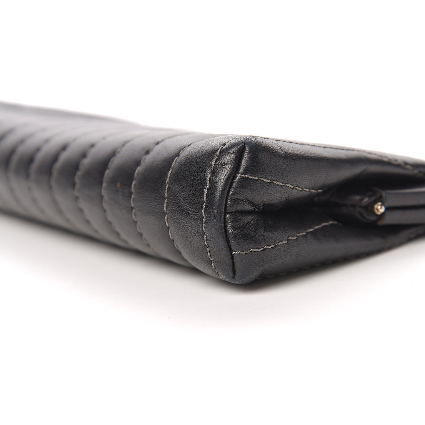 Lambskin Vertical Quilted Mademoiselle Clutch Black