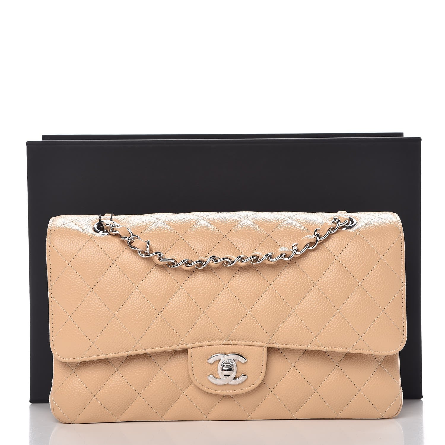 Chanel Caviar Quilted Medium Double Flap Beige 8 of 8