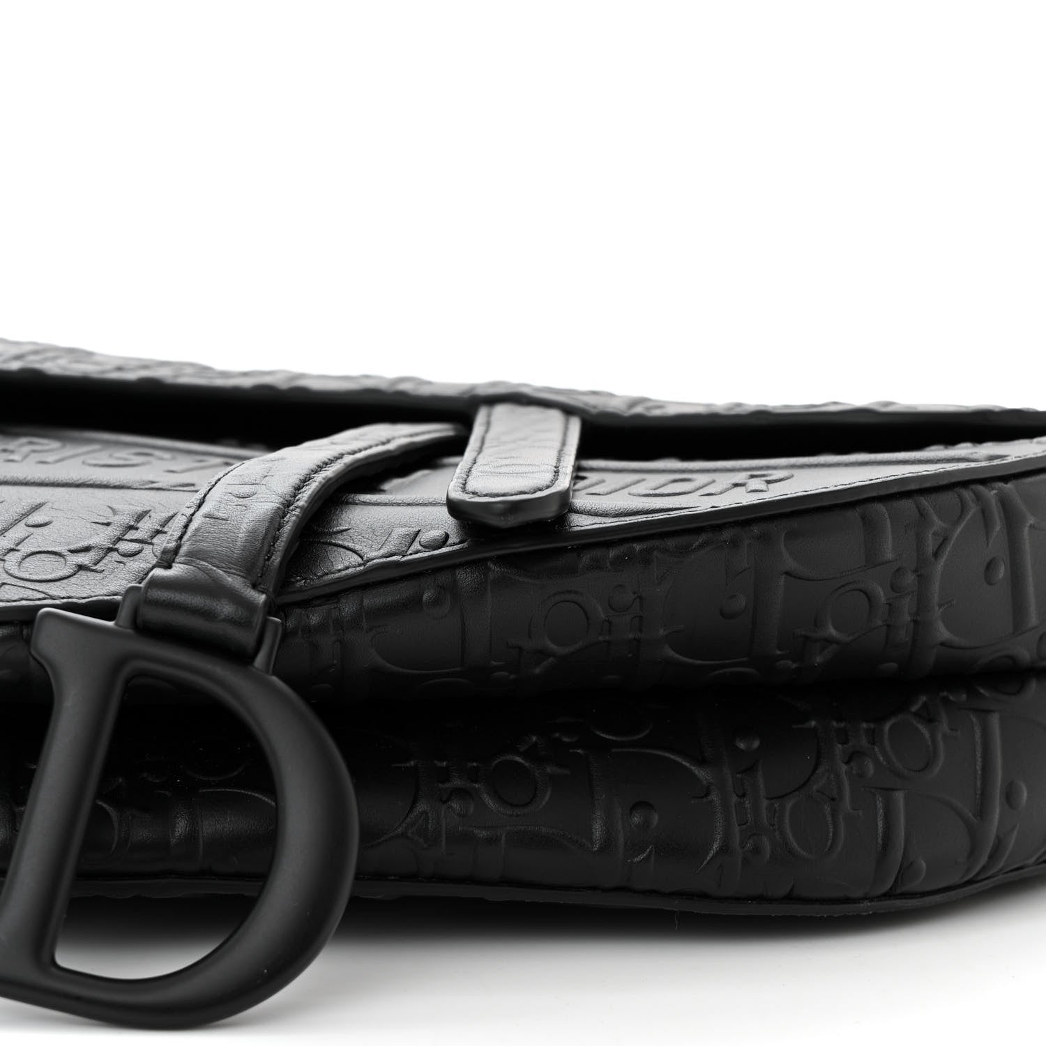 Christian Dior Calfskin Embossed Oblique Saddle Bag Black 10 of 10