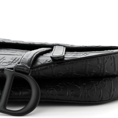 Christian Dior Calfskin Embossed Oblique Saddle Bag Black 10 of 10