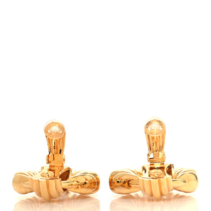 Saint Laurent Brass Link Vintage Clip On Earrings Gold 3 of 4