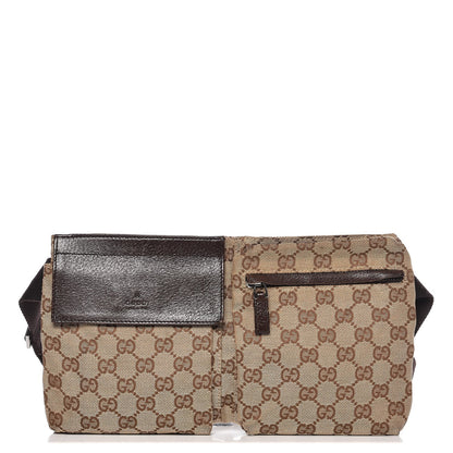 Gucci GG Monogram Double Pocket Belt Bag Dark Brown 1 of 8