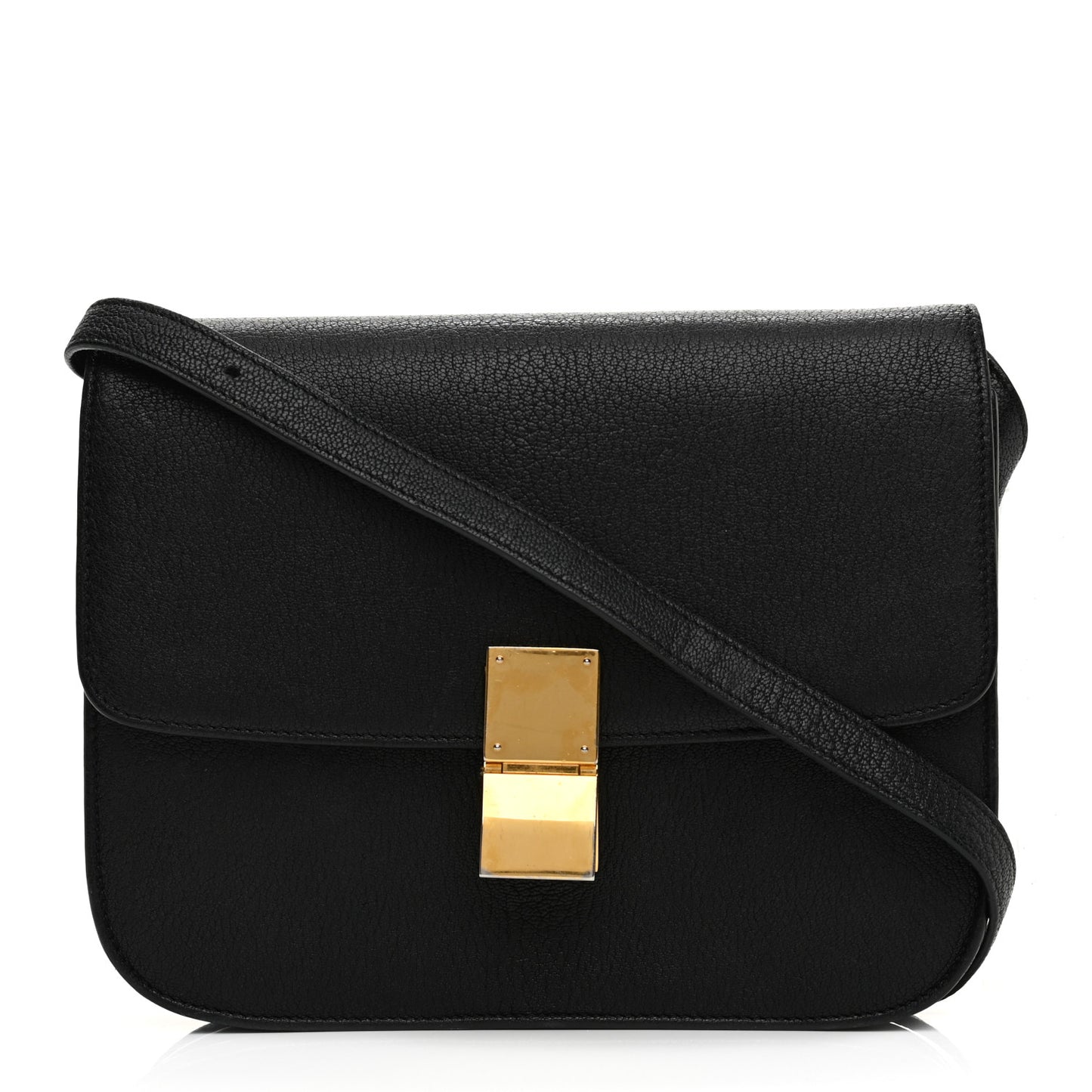 Goatskin Medium Classic Box Flap Bag Black