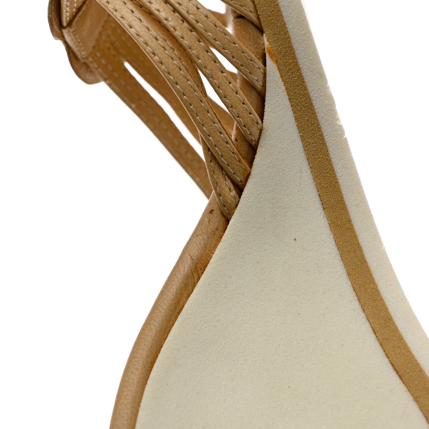Chanel Lambskin Camellia Wedge Sandals 38.5 Beige White 8 of 10