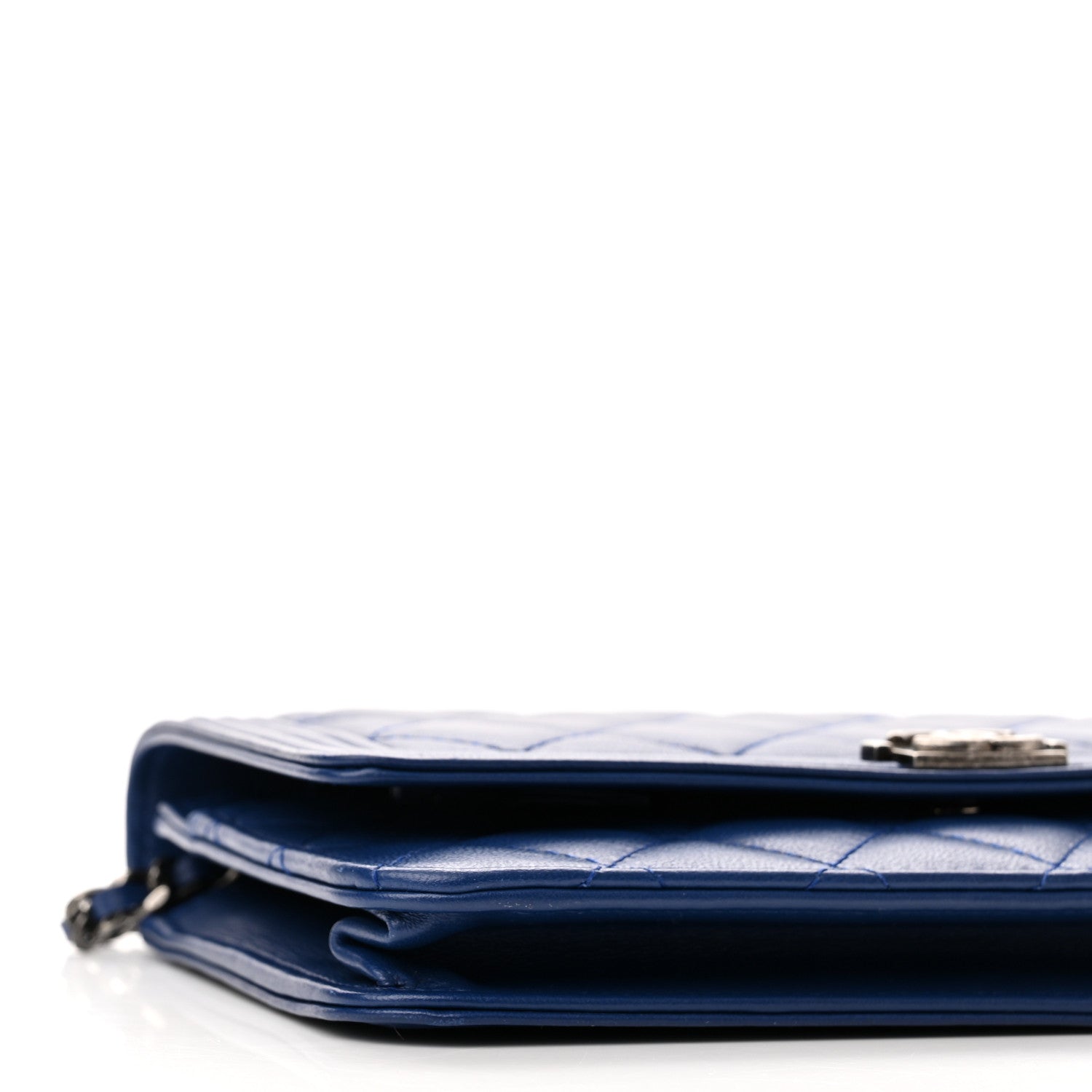 Chanel Lambskin Quilted Boy Wallet On Chain WOC Blue 10 of 12