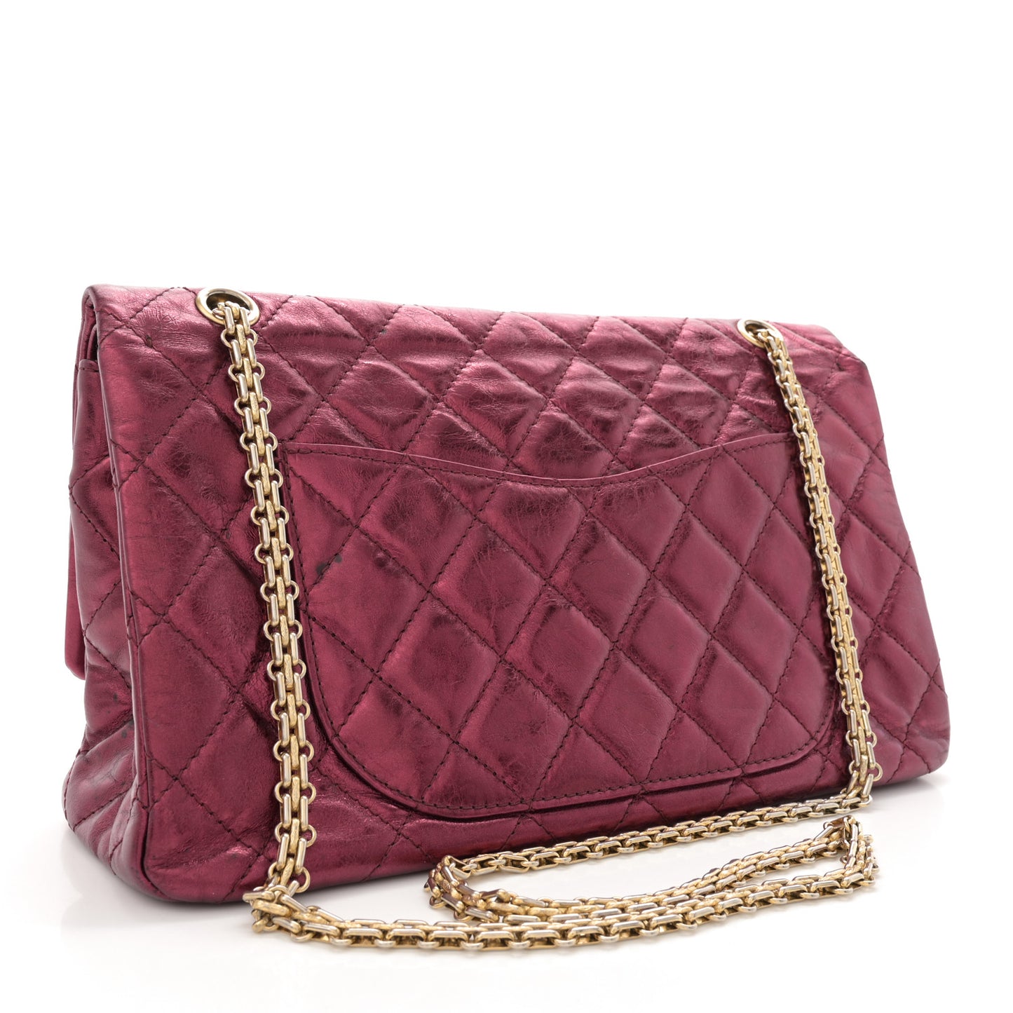 Metallic Aged Calfskin Quilted 2.55 Reissue 227 Flap Dark Red