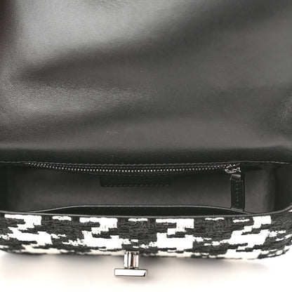 Christian Dior Tweed Macro Houndstooth Small Caro Bag Black White 5 of 11