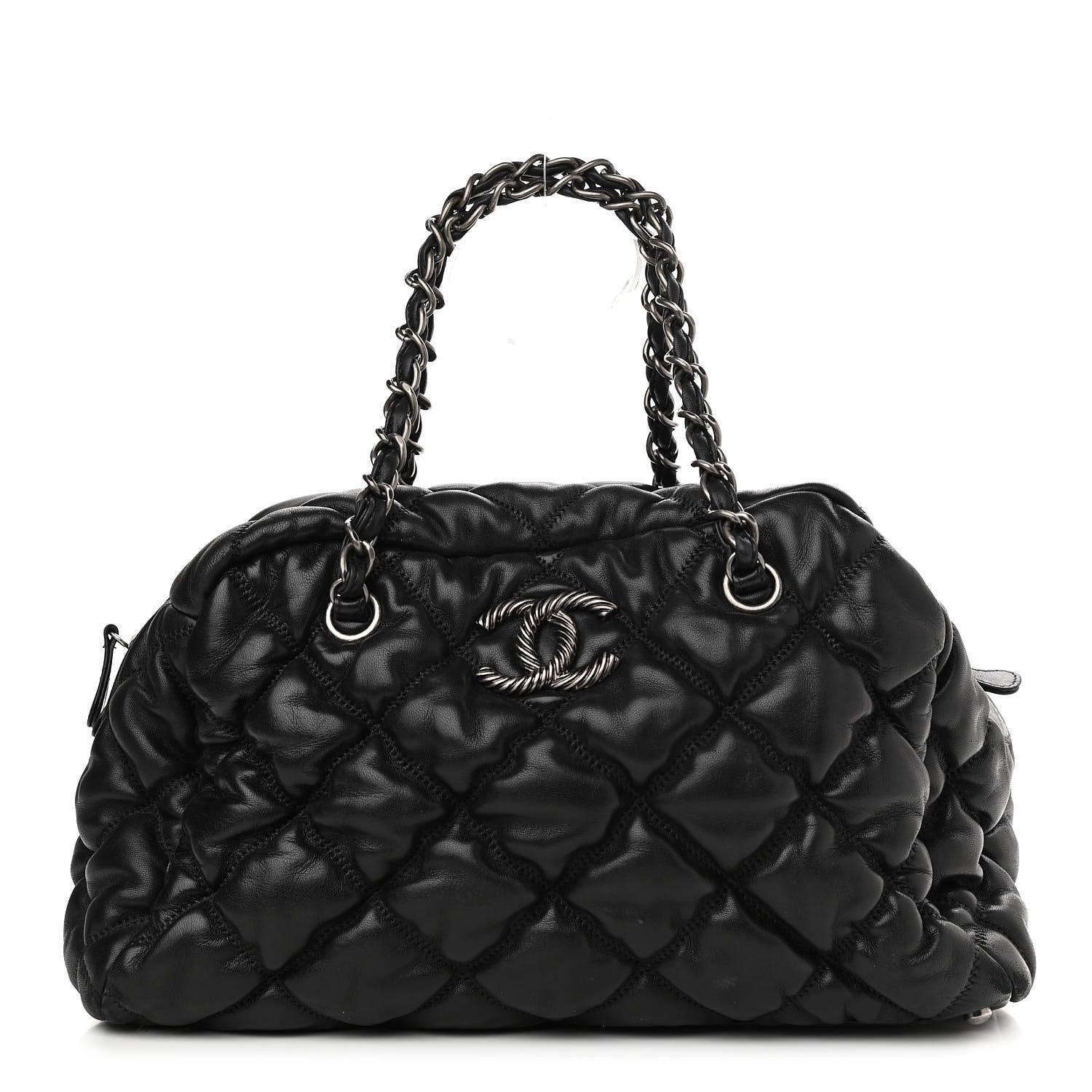 Chanel Calfskin Bubble Quilt Bowler Black 1 of 10