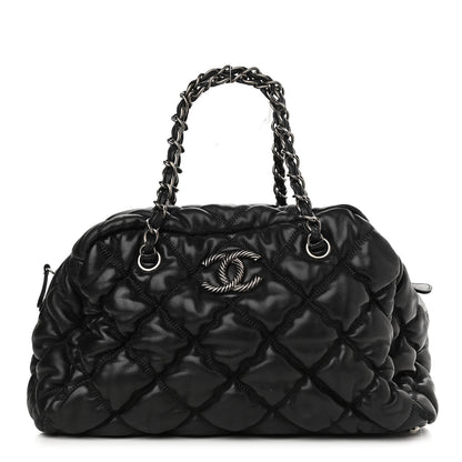 Chanel Calfskin Bubble Quilt Bowler Black 1 of 10