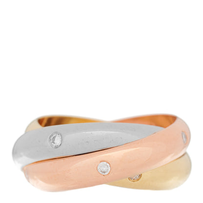 Cartier 18K Pink Yellow White Gold Diamond Trinity Ring 50 5.25 2 of 13