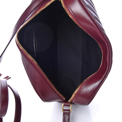Saint Laurent Calfskin Matelasse Monogram Lou Camera Bag Dark Legion Red 7 of 9