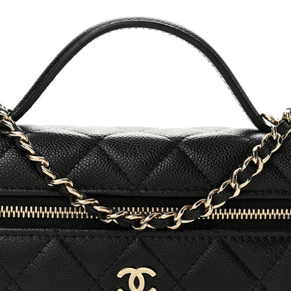 Chanel Caviar Quilted Top Handle Slim Vanity With Chain Black 8 of 12