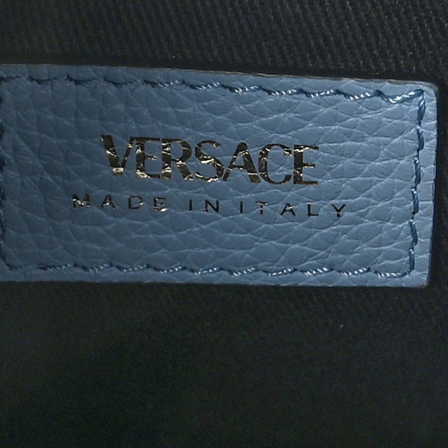 Versace Grainy Calfskin Virtus Top Handle Tote Light Blue 6 of 8