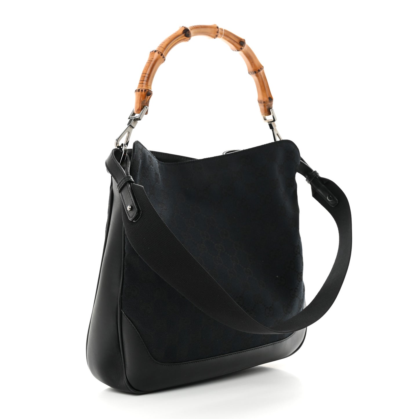 Monogram Bamboo Top Handle Bag Black