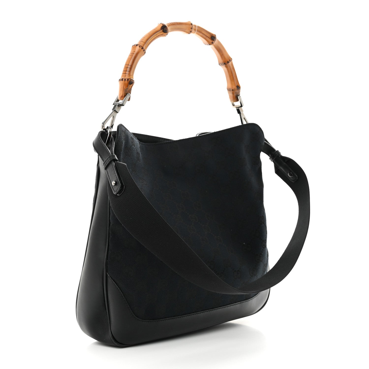 Gucci Monogram Bamboo Top Handle Bag Black 3 of 14