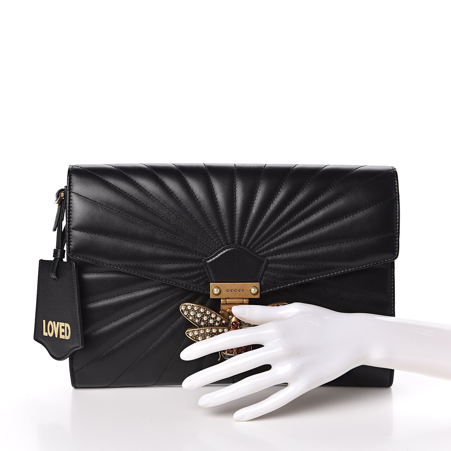 Gucci Calfskin Trapuntata Queen Margaret Clutch Black 2 of 8