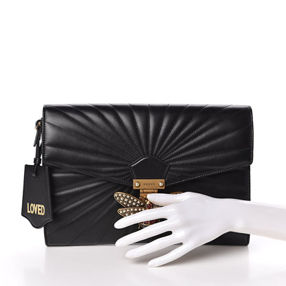 Gucci Calfskin Trapuntata Queen Margaret Clutch Black 2 of 8