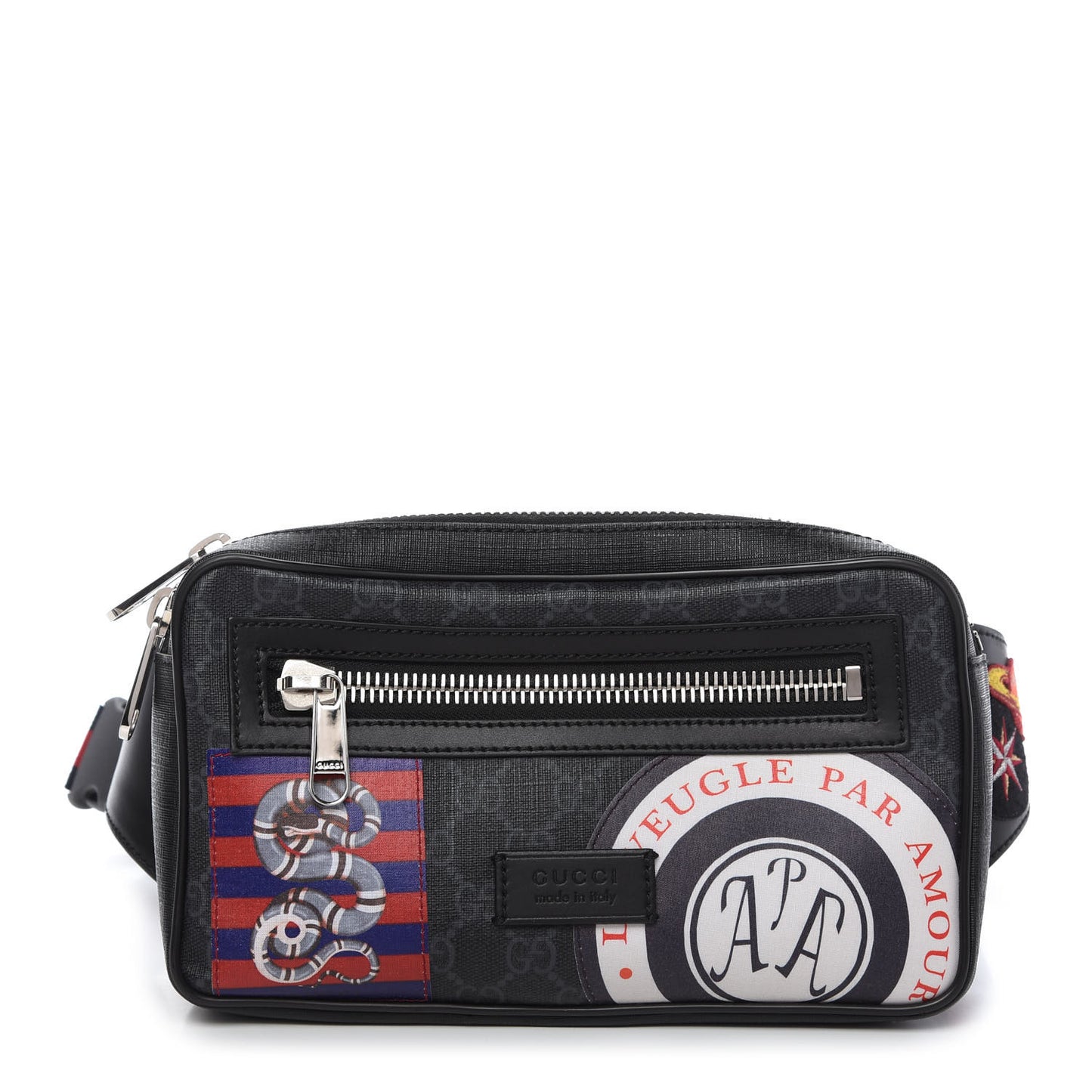 GG Supreme Monogram Night Courrier Belt Bag Black Multicolor