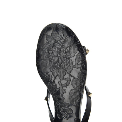 Valentino Garavani PVC Jelly Rockstud Bow Thong Sandals 38 Black 11 of 13