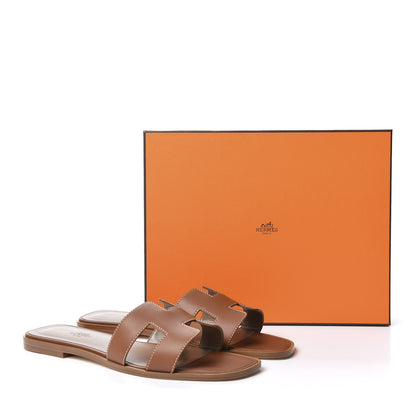 Hermes Box Calfskin Oran Sandals 40 Gold 11 of 11