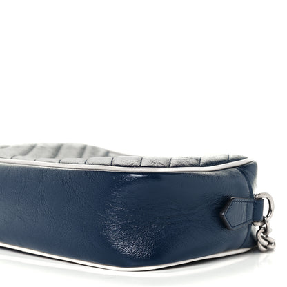 Gucci Vintage Effect Calfskin Matelasse Diagonal Small Torchon GG Marmont Chain Shoulder Bag Blue Agata Mystic White 11 of 11