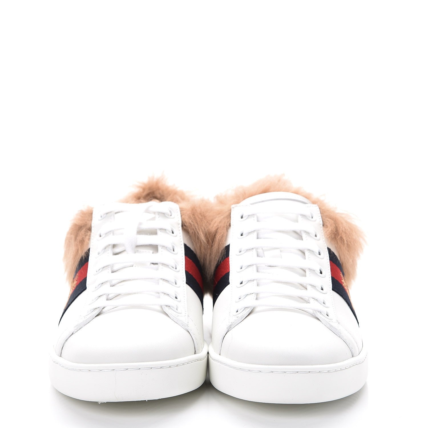 Gucci Calfskin Wool Web Bee Embroidered Womens Ace Sneakers 37 White 2 of 10