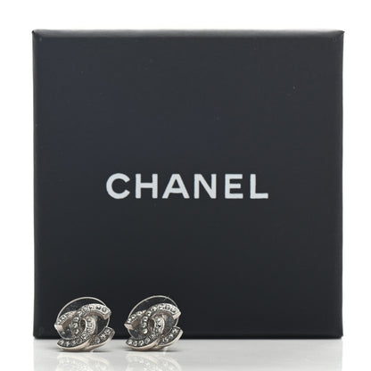 Chanel Crystal Mini Timeless CC Earrings Silver 5 of 5