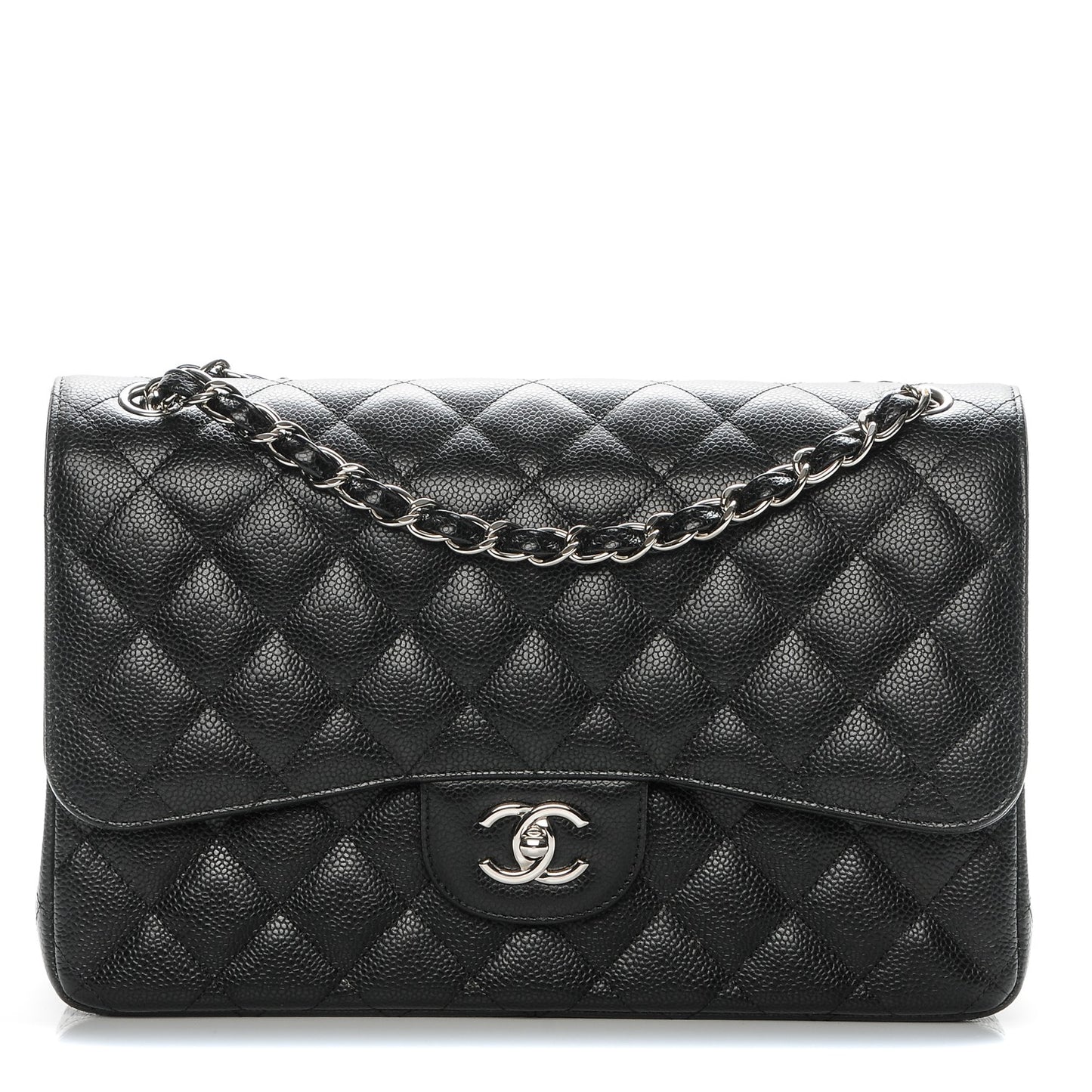 Caviar Quilted Jumbo Double Flap Black
