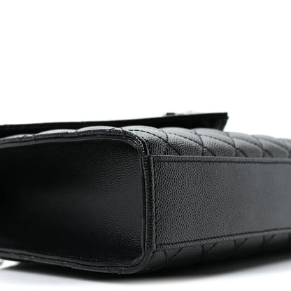 Saint Laurent Grain De Poudre Textured Mixed Matelasse Triquilt Medium Monogram Satchel Black 9 of 10