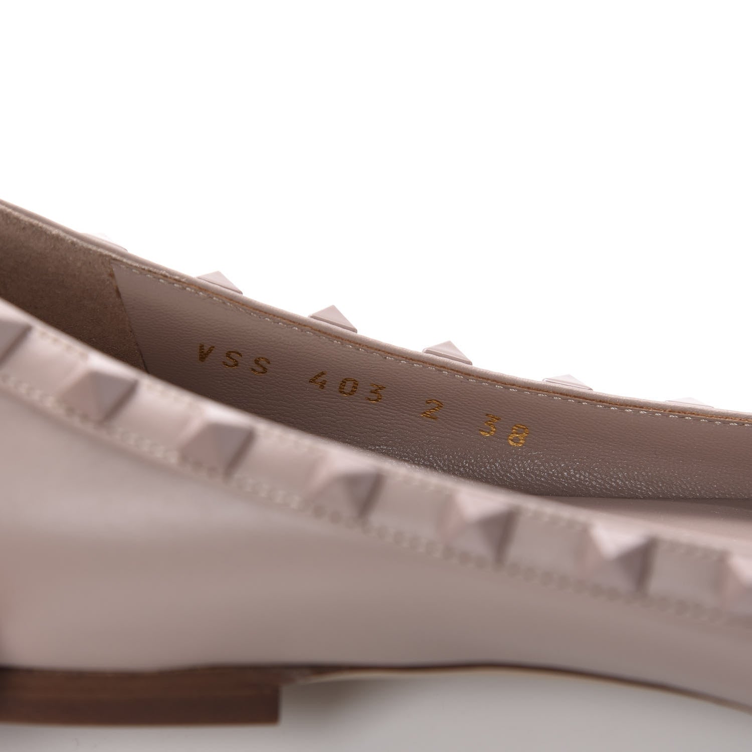 Valentino Garavani Calfskin Lacquered Monochrome Rockstud Ballerina Flats 38 Poudre 8 of 10