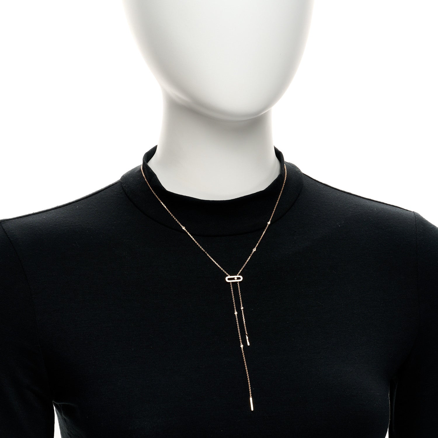 Messika 18K Rose Gold Diamond Lariat Move Necklace 2 of 5