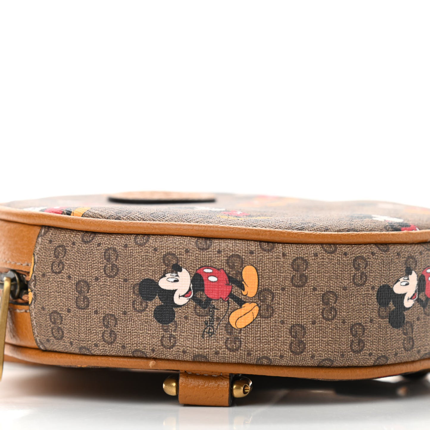 X DISNEY Mini Vintage GG Supreme Monogram Mickey Mouse Round Backpack Beige Vintage Sun Oil