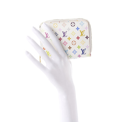 Louis Vuitton Monogram Multicolor Zippy Coin Purse Wallet White Litchi 2 of 11